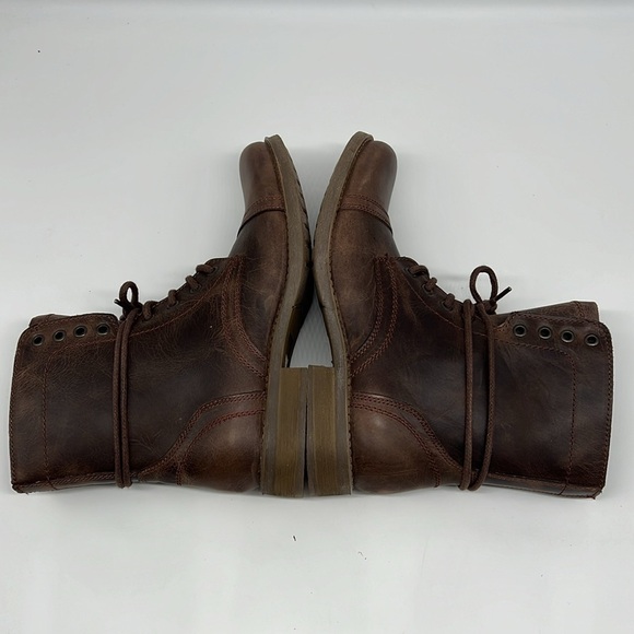 Steve Madden Mens Troopah-C Combat Boot, Brown Leather Lace Up & Zipper Close 7M - Picture 7 of 11